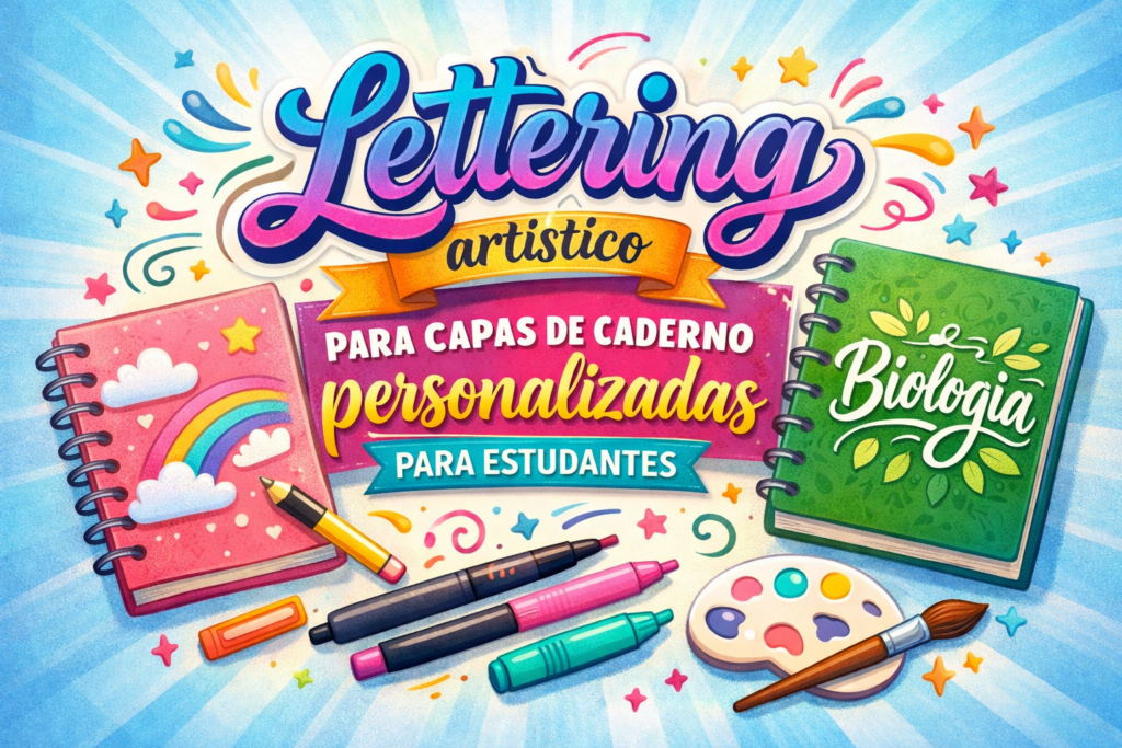 Lettering Capa Lettering artístico para capas de caderno personalizadas para estudantes